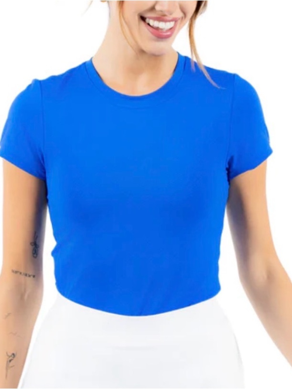 ✨ host pick ✨Jo & Co Cropped Baby Blue and White Tee EUC (set of 2)